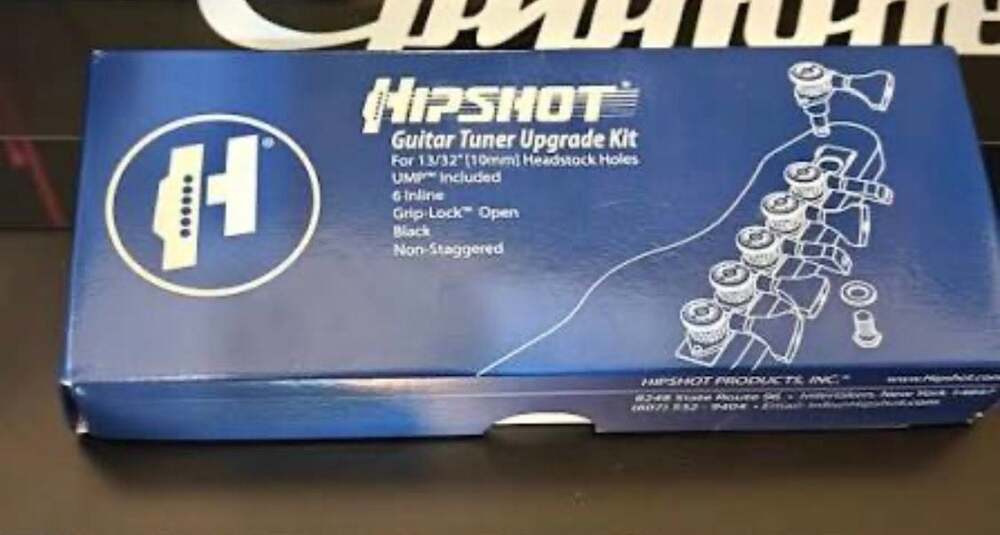 Hipshot Grip-Lock 6 Inline Guitar Tuner Upgrade‎ Kit, Black, Non-Staggered